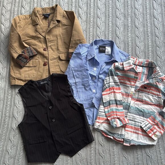Baby Boy 4 pieces bundle dress shirts suit jacket dress vest - Picture 2 of 7